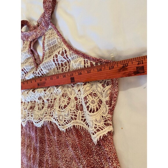 Rewind Blouse Size Large  Halter Collar Neck w/keyhole Lace Front Boho Western - Picture 8 of 9